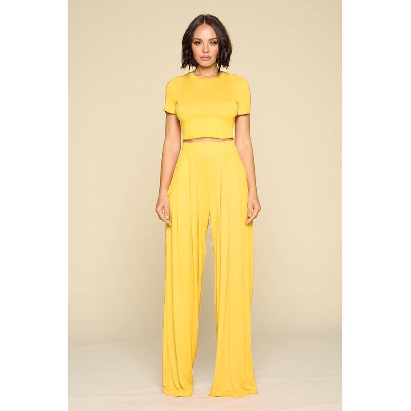 Peace Love Line - Vente Ensemble haut et pantalon (PAS d'intérieur) - Femme - Ensemble haut court et pantalon palazzo à jambes larges16