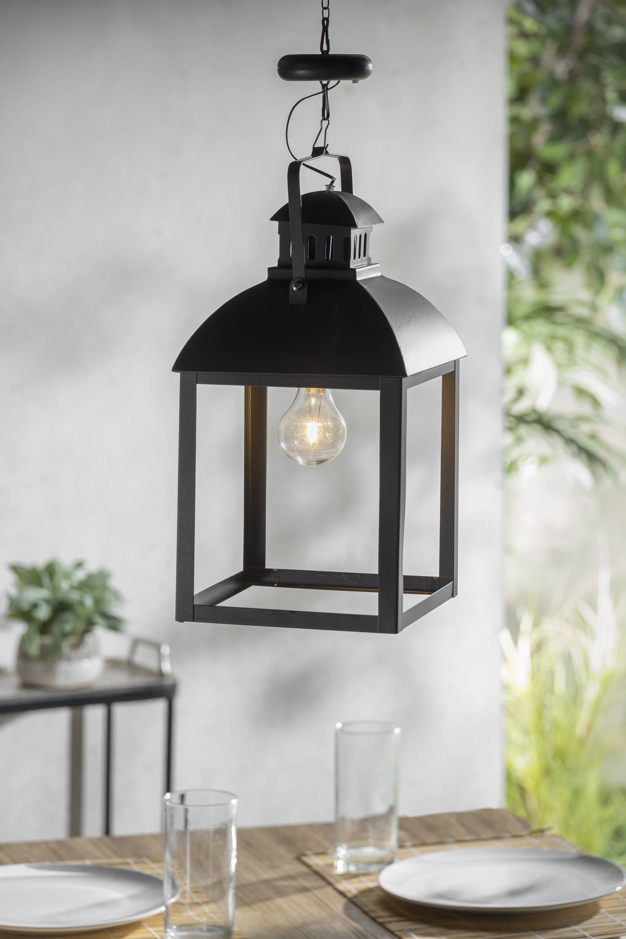 The Gerson Companies - Wholesale Lantern - Discount The Gerson Company 13.58"H Solar Black Hanging Meta1