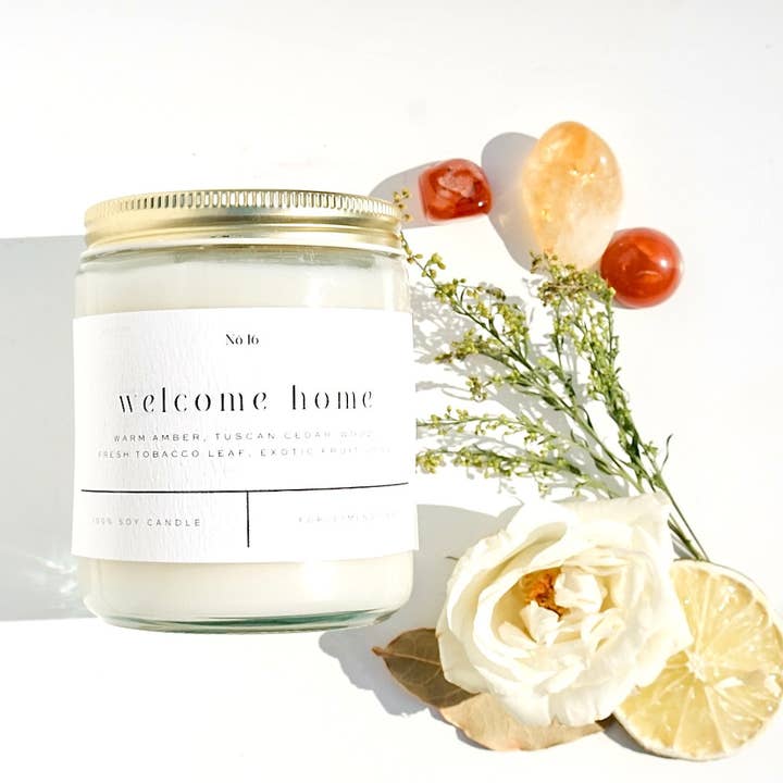 Welcome Home 9 oz Glass Candle - Sold as Case of 6 for wholesale by Forget Me Not Candle