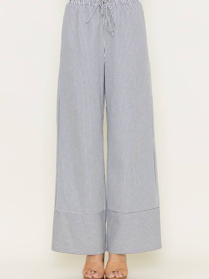 PANTALONI A GAMBA LARGA A RIGHE A VITA ALTA CON LACCIO-PI6646FO per la vendita all'ingrosso da parte di Fore Collection