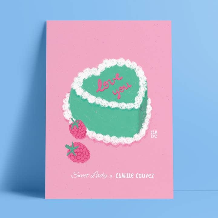 Camille Cauvez illustration et papeterie - Wholesale Art Print - Bento cake | display pastry, cooking, love, Valentine's Day0