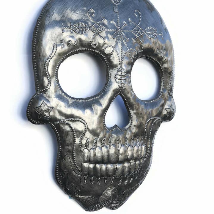 7.6 X 9.75 Veve Bossou Skull Metal Wall Hanging Sculpture for wholesale by Haiti Fair Trade~ It's Cactus