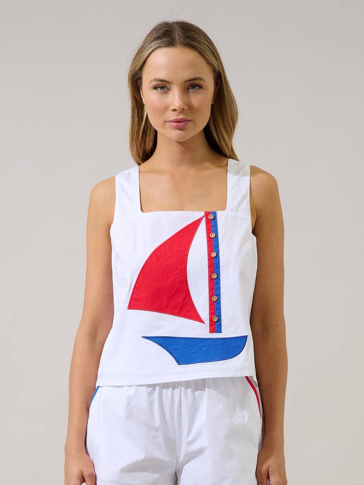 Sailboat Square Neck Tank Top for wholesale by Sugarlips