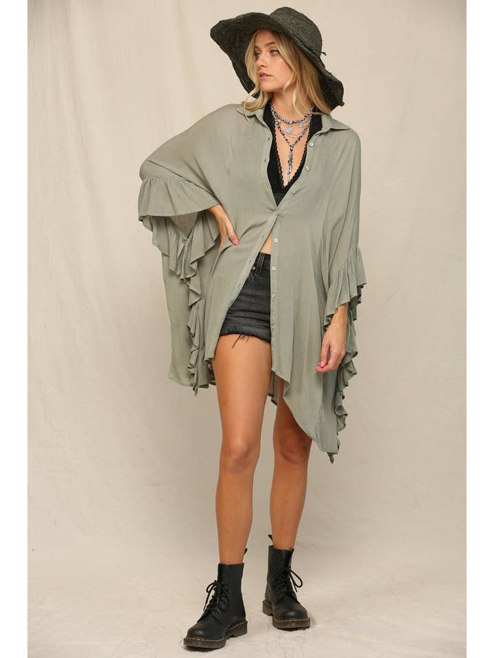 KyeMi - Wholesale Button Down Shirt - Women's - Rayon Crinkle Button Down Tunic Shirt12