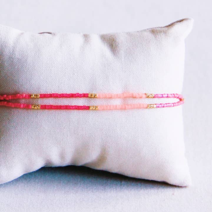 Bazou - Wholesale Anklet - Double Miyuki anklet - pink mix