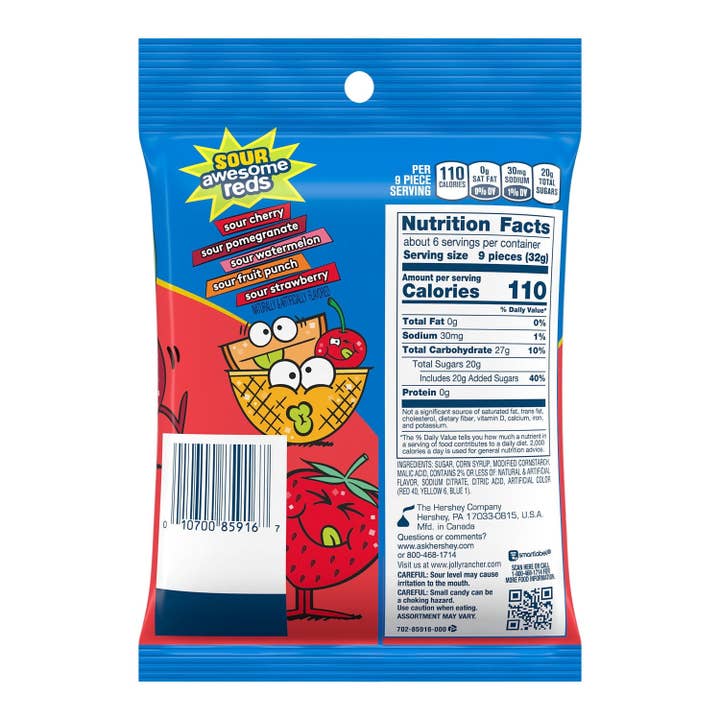 Shop The King - Vente Bonbons gélifiés - Bonbons Jolly Rancher Gummi Sour Awesome Reds, sachet de 6 oz