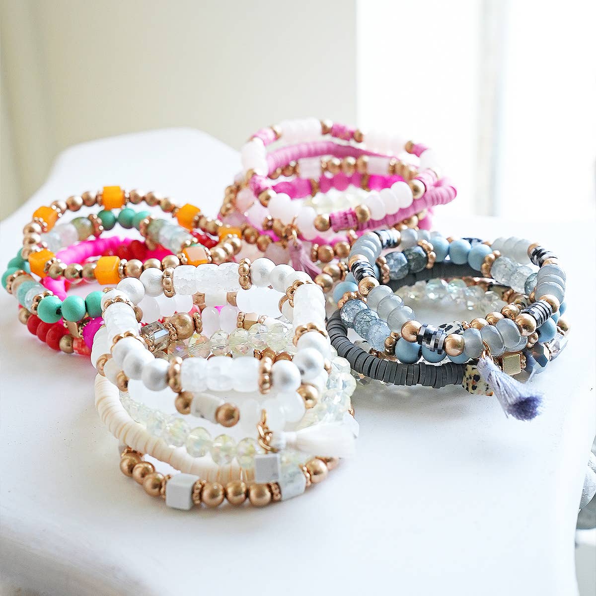 Loven x Mini Momo - Wholesale Beaded Bracelet - Beaded Bracelet Set Stack Stretch Multi Layered Boho Bangles2