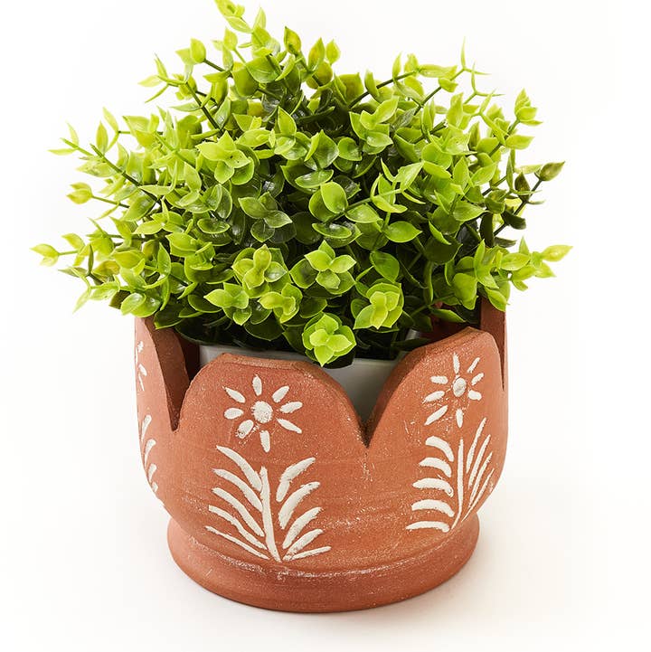 Matr Boomie Fair Trade - Wholesale Plant Pot - Vasanta Petals Planter with Drainage - Terracotta0