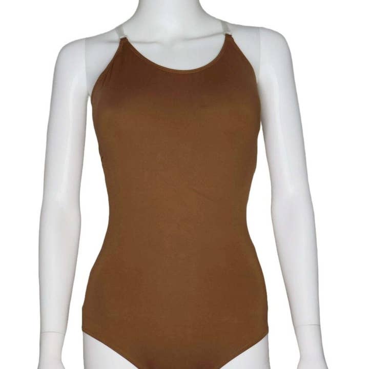 Camisole Leotard with Bra - Brazen Brown for wholesale by Blendz Apparel