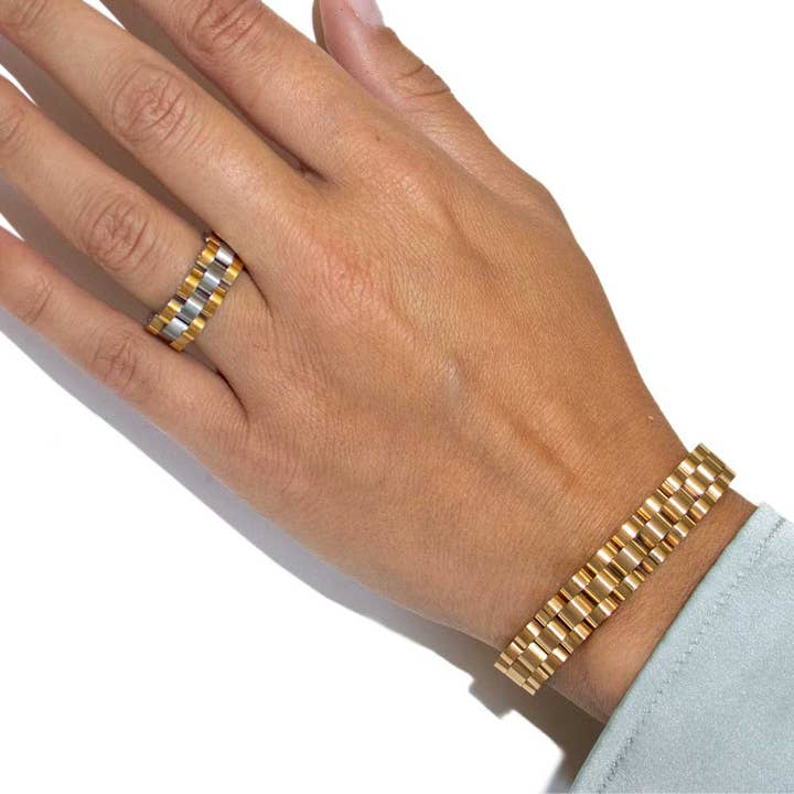 HoopLa - Wholesale Chain Ring - Roll X- Watch band Ring- Stainless steel 14K12