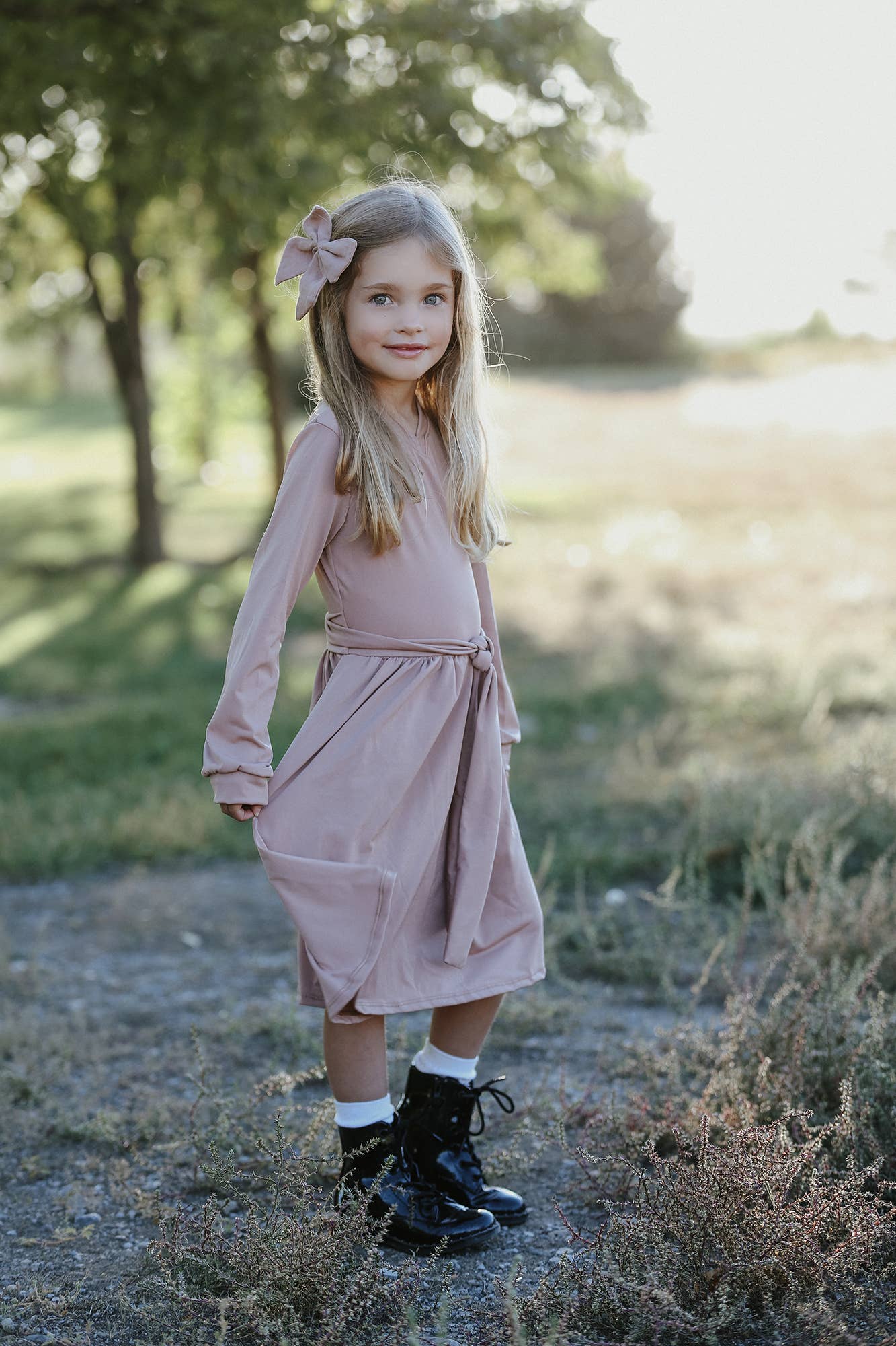 Navy Fields – wholesale Dress – Kids – Anna Dusty Pink Dress1