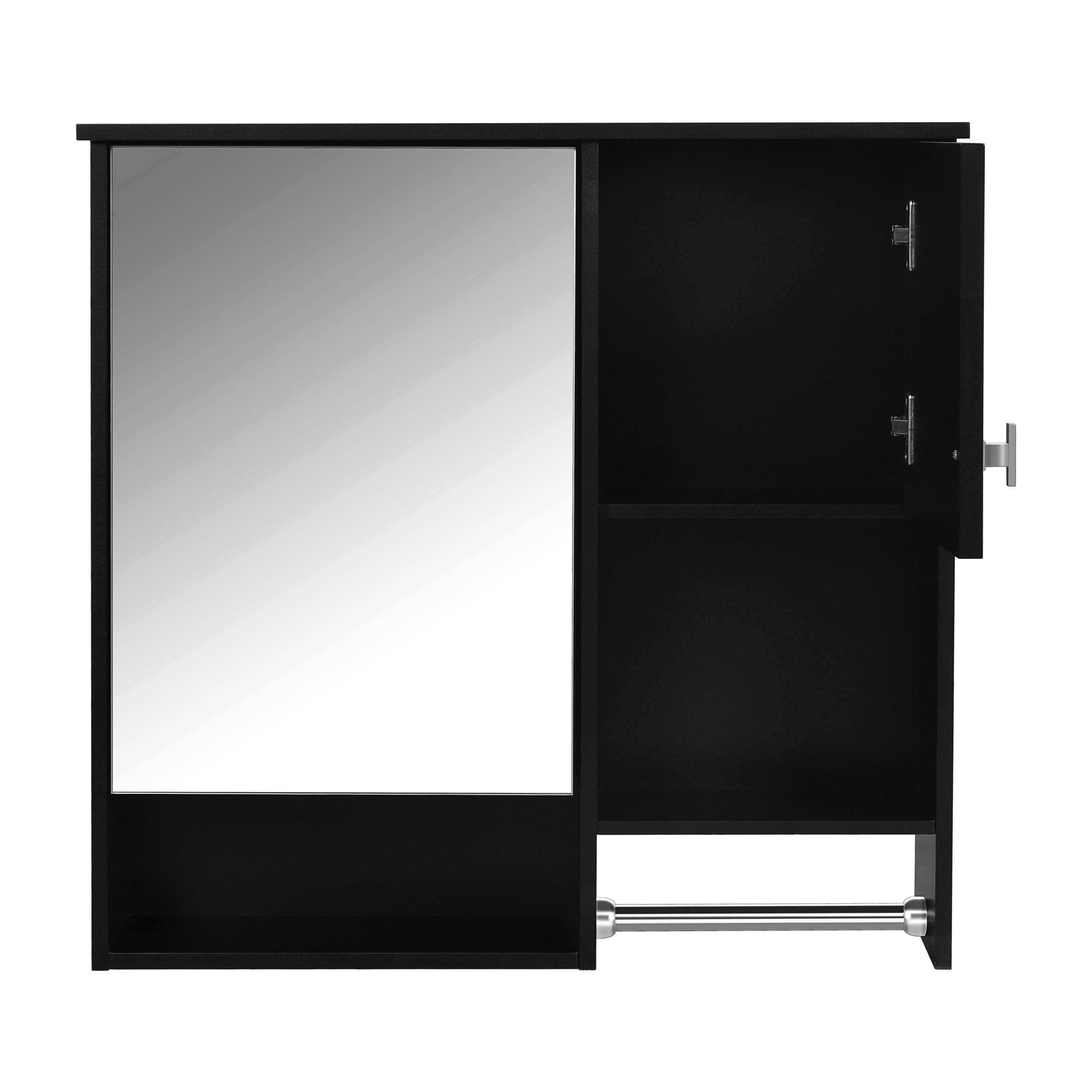 39F Inc. - Vente Armoire - Armoire de salle de bain murale noire avec miroir, 29x28 pouces10