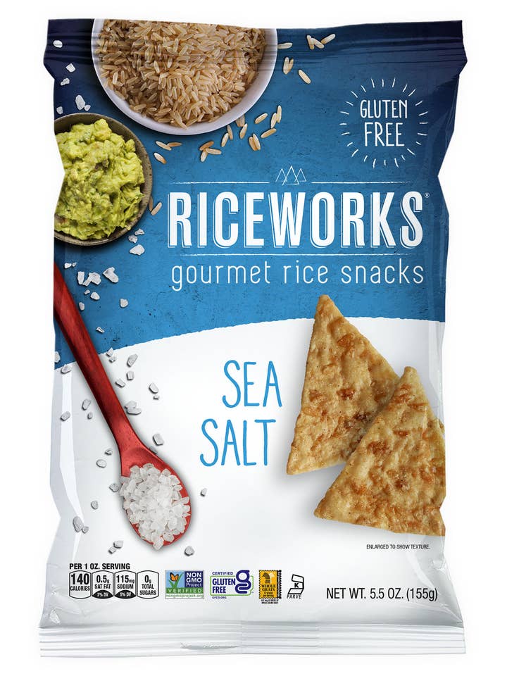 Croustilles de riz au sel marin Riceworks, sans OGM, sans gluten pour la vente par Riceworks