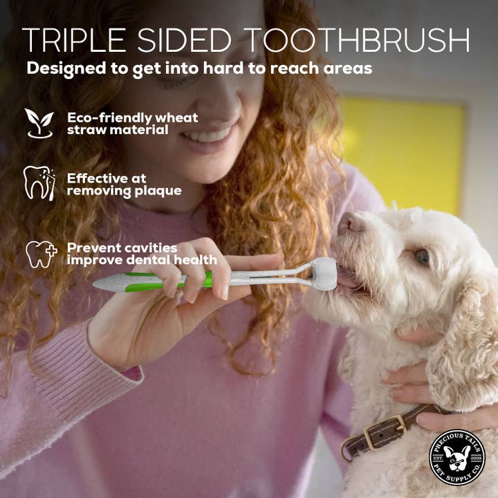 Precious Tails - Wholesale Pet Brush - Cat/Dog - P.T. Supply Co. Triple-Sided Pet Toothbrush Kit2