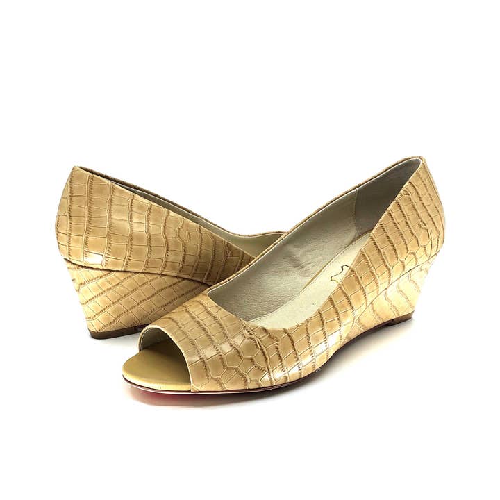 SCARLETTOS - Wholesale Wedges – Women’s - Nude Peep Toe Low Heel Wedge I Amelia by Scarlettos