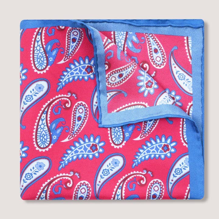 Brian Oak Limited – wholesale Pocket square – Men’s – Crimson Red Paisley Print Pocket Square