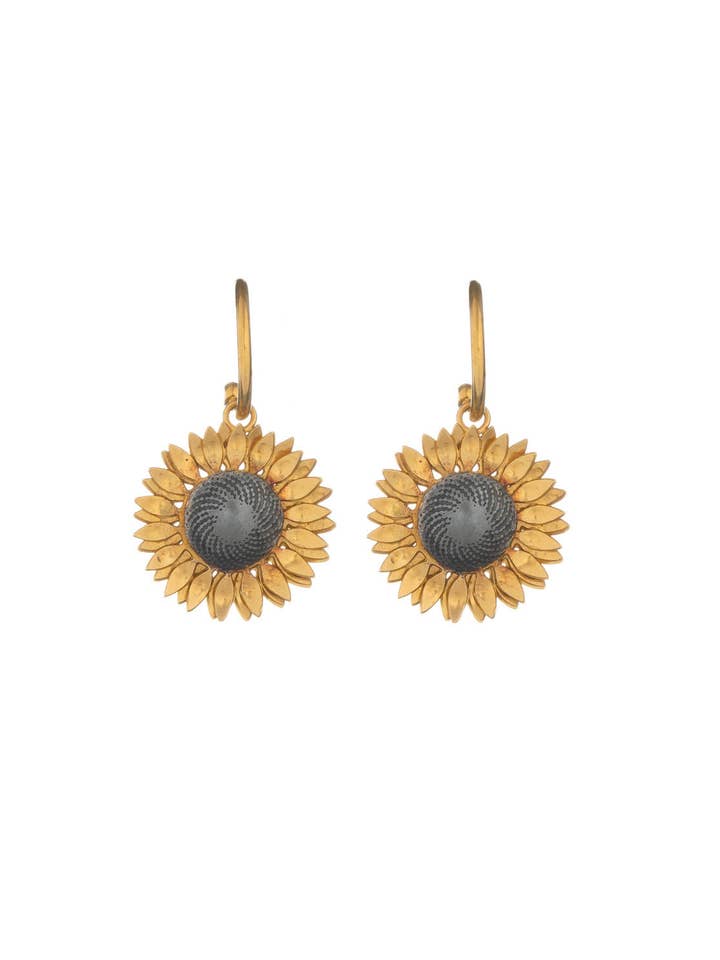 Sunflower On Hoop Earrings for wholesale by Amanda Coleman Jewelry
