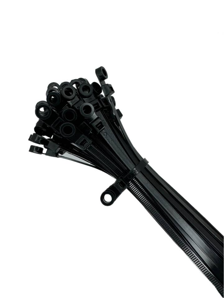 15" 120lbs UV Black Mounting Hole Cable Tie 100pk for wholesale by Electrical Supply Center