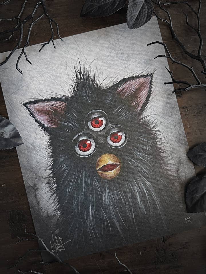 Dreiäugiger Furby Kunstdruck für den Großhandel von Mallory Hart Art