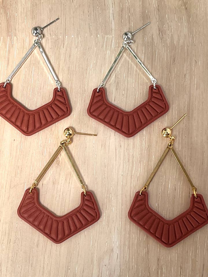 Victoria | Terracotta | Gold | Silver |Polymer Clay Earrings for wholesale by Classical Clay Co