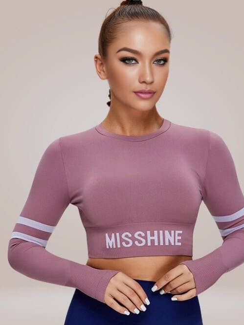 Mauve Athleisure Long Sleeve Crop Top for wholesale by React Activewear