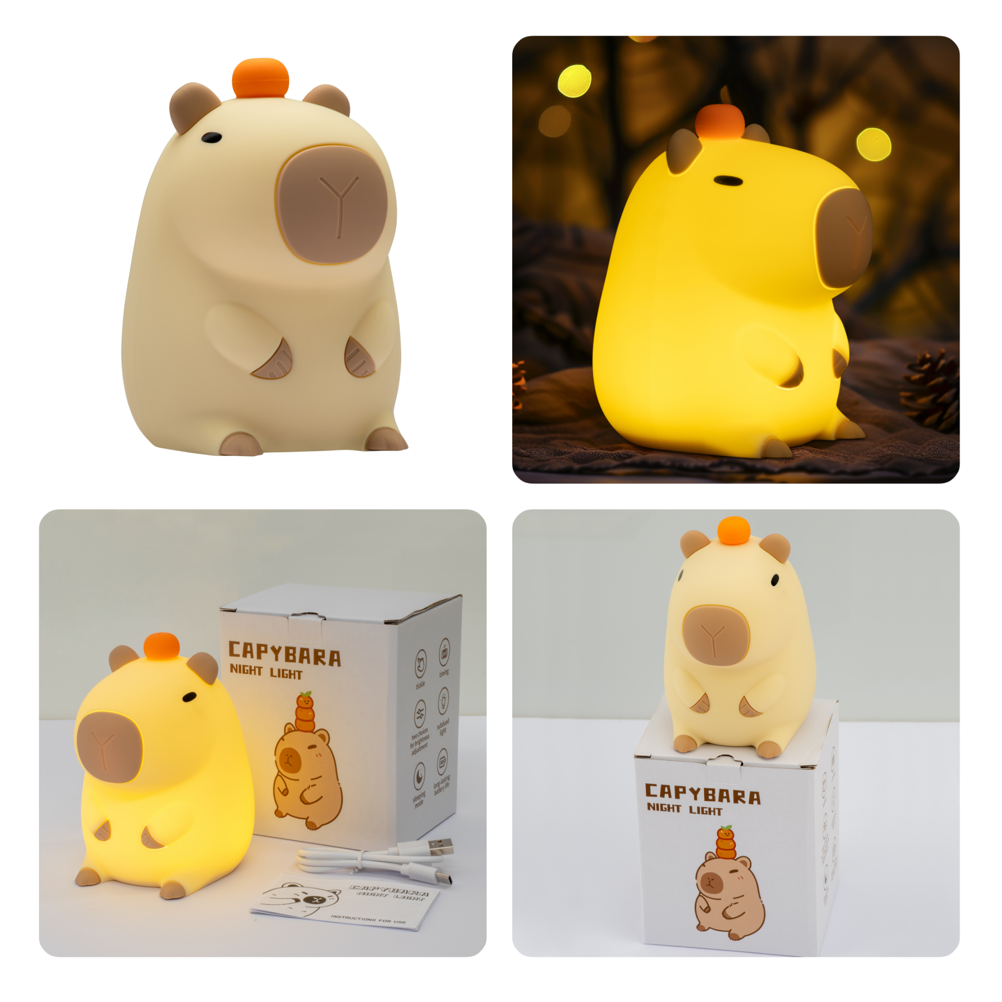 Zoe Sage - Wholesale Night light – Child & baby - Capybara LED Night Light USB Rechargeable Animal Touch Control Lamp8