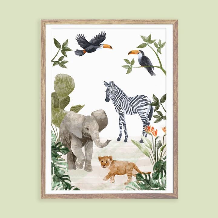 A4-Plakat Dschungel Babys für den Großhandel von Goed Blauw