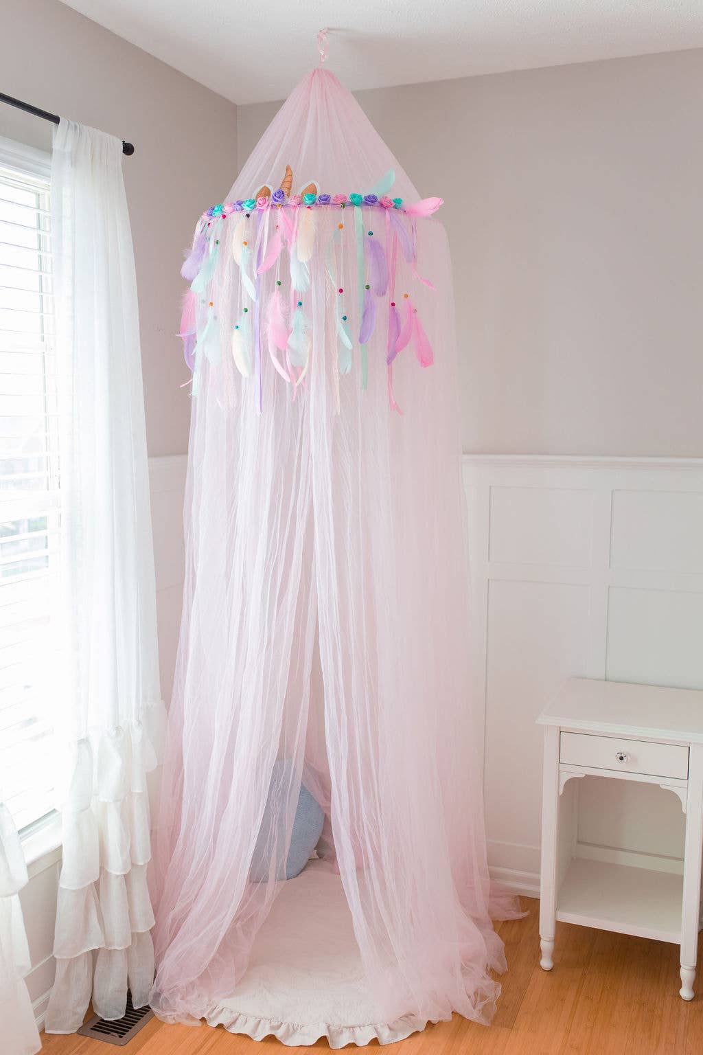 Jenn & Joos - Vente Ciel de lit – enfant et bébé - Baldaquin pour lit de fille Motif princesse Licorne Rose9