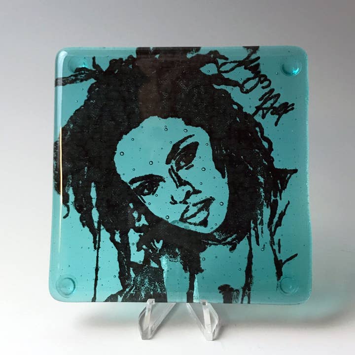 Lauryn L. Boogie Fused Glass 4" Single Coaster for wholesale by Kiku Handmade | Contemporary Fused Glass Home Goods