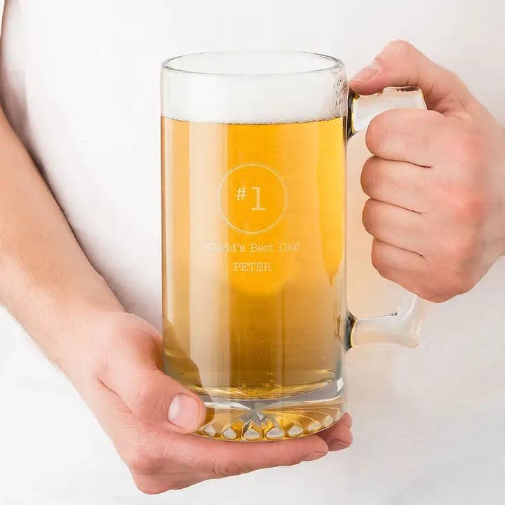 Weddingstar Inc. - Wholesale Beer Glass/Mug - Personalized 25 Oz Glass Beer Mug - World's Best Engraving