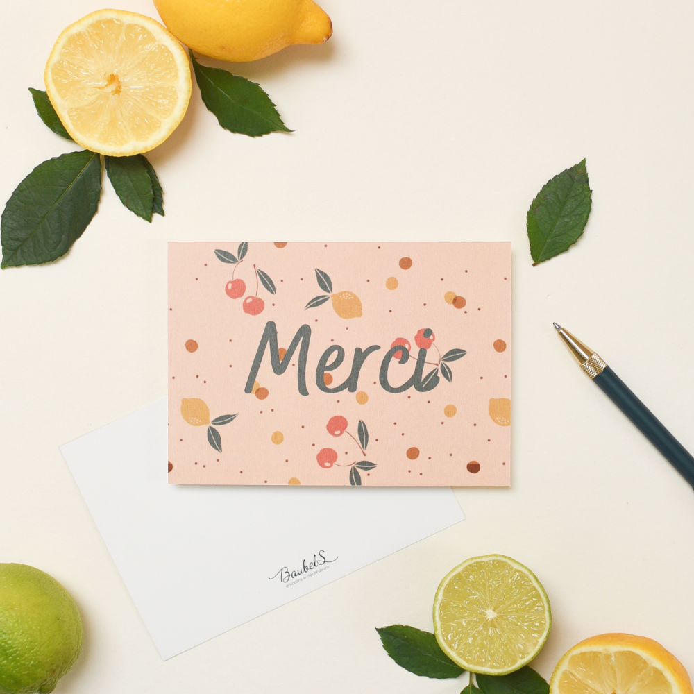 Baubels – wholesale Thank you card – Juicy Merci card - made in France1