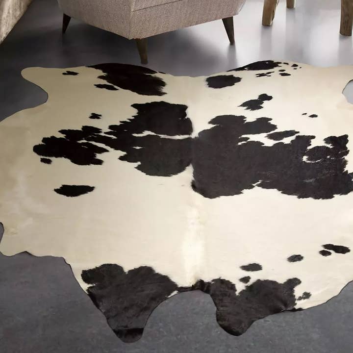 home mart goods - Wholesale Area Rug - 6x7 Feet Black & White Spotted Cowhide Handmade Area Rug