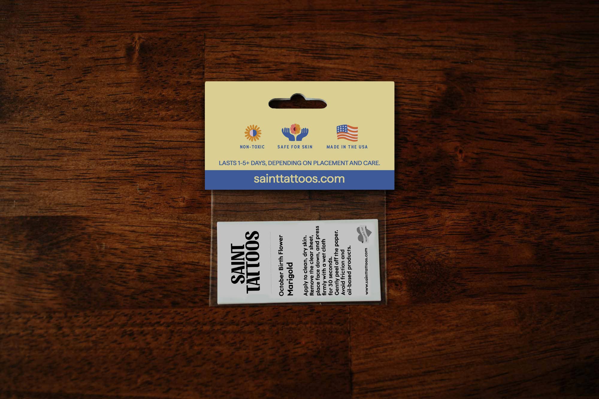 Saint Tattoos - Wholesale Temporary Tattoo - October Birth Flower - Marigold Temporary Tattoos3