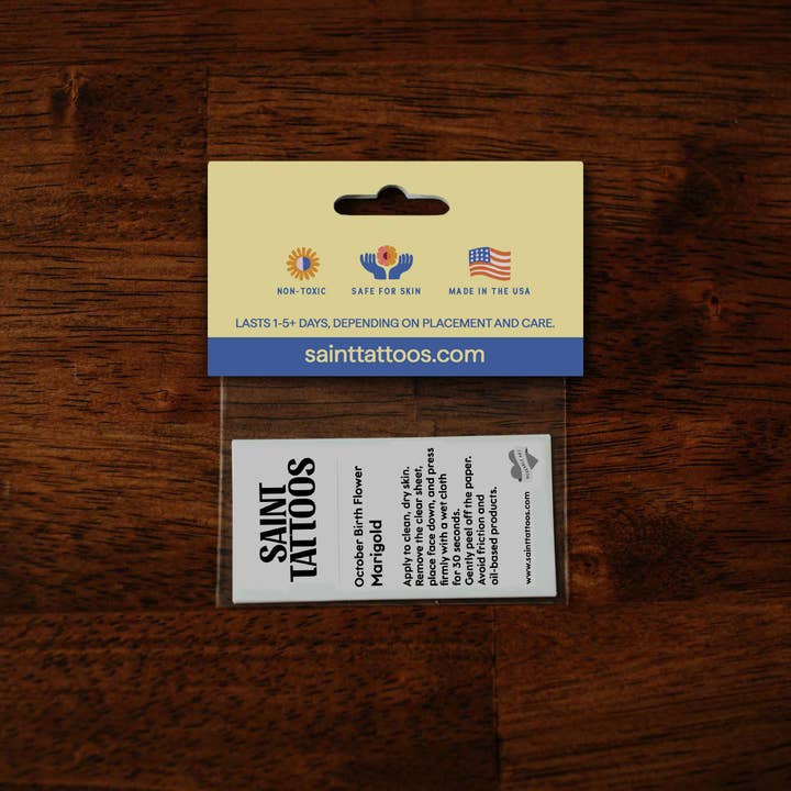 Saint Tattoos - Wholesale Temporary Tattoo - October Birth Flower - Marigold Temporary Tattoos3