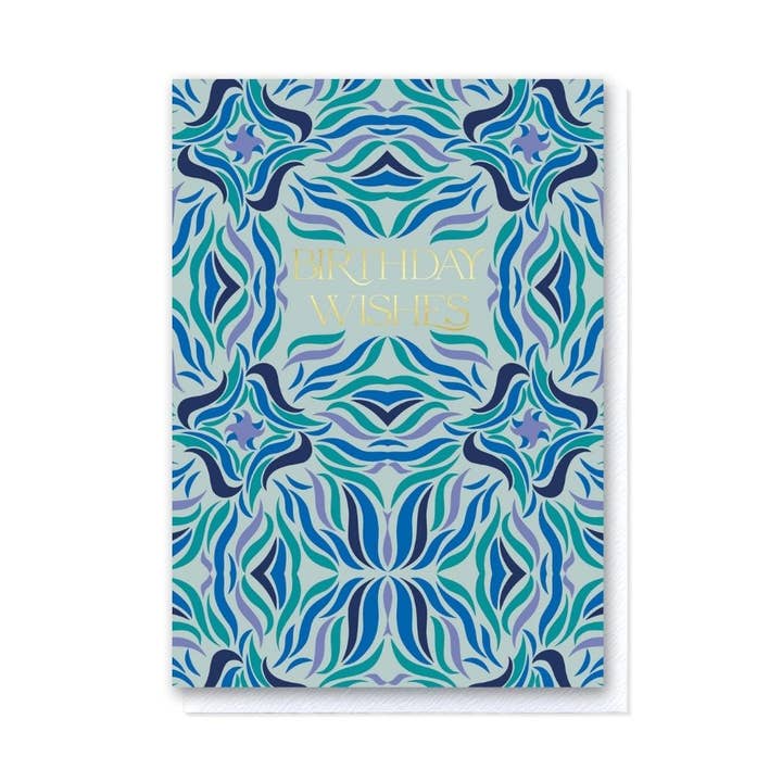 Birthday Wishes in Iris Mint Swishes Card for wholesale by Grace Jackson Design