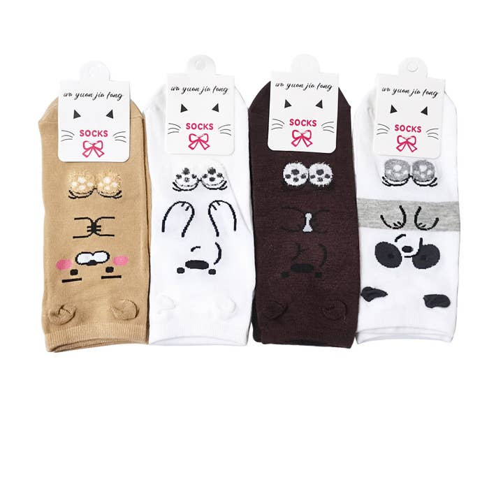 Chaussettes mignonnes pour femmes avec ours SS3316-70 (12PC) pour la vente par TAPA fashion