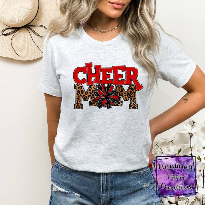 Red Cheer Mom T-Shirt | Trendy School Spirit Shirt | Fast Shipping | Super Soft Shirts for Men/Women/Kid's | Bella Canvas for wholesale by Red Dirt Transfers