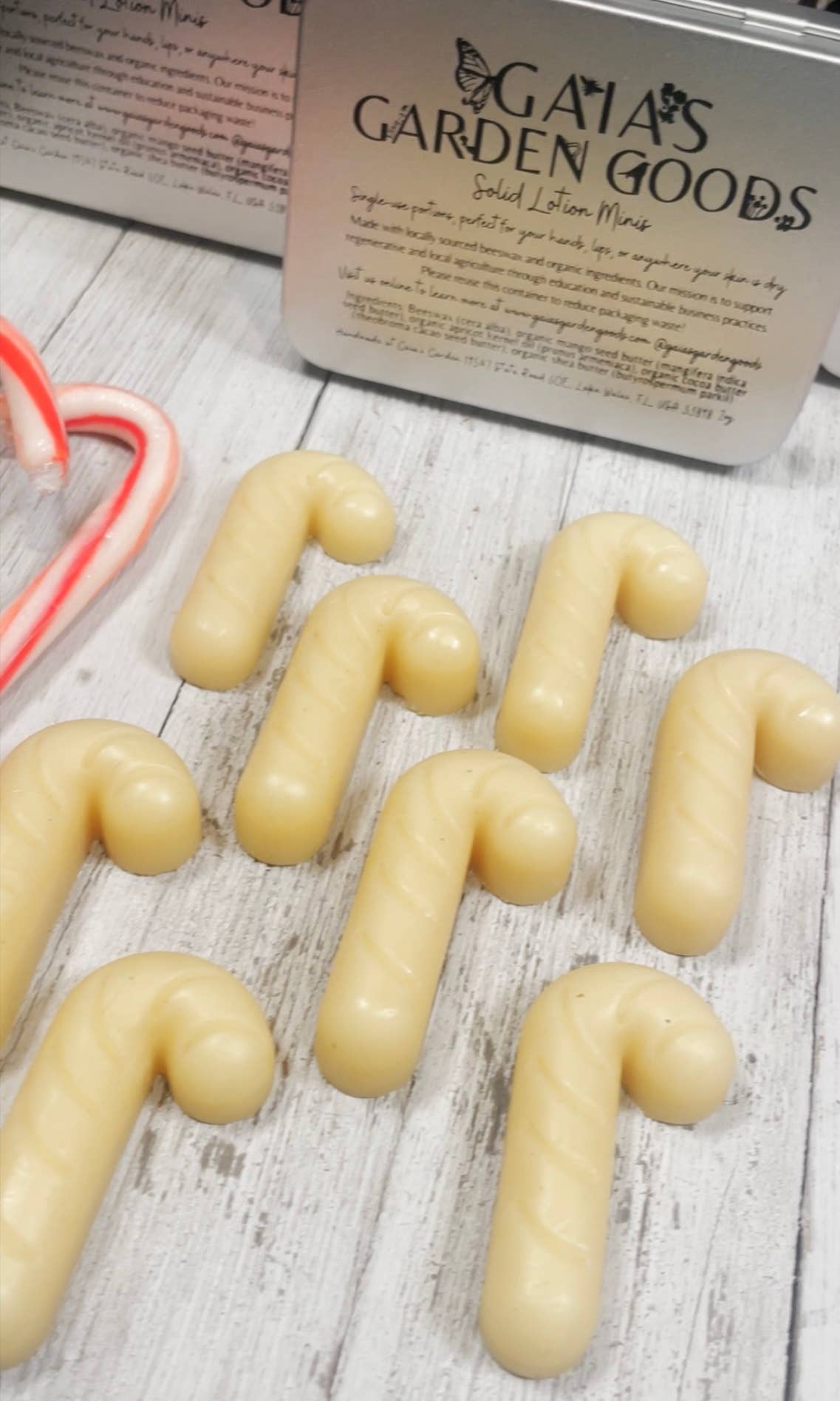 Gaia's Garden Goods - Wholesale Body Balm/Butter - Peppermint Candy Cane Mini Solid Lotion Bars5