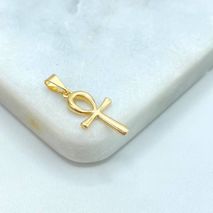 Luxus Accessories - Wholesale Individual Charm/Pendant - 18k Gold Filled Egyptian Ankh Cross Hollow Charm, Egyptian Key of Life Ankh Charm, Tiny Ankh Cross Pendant3