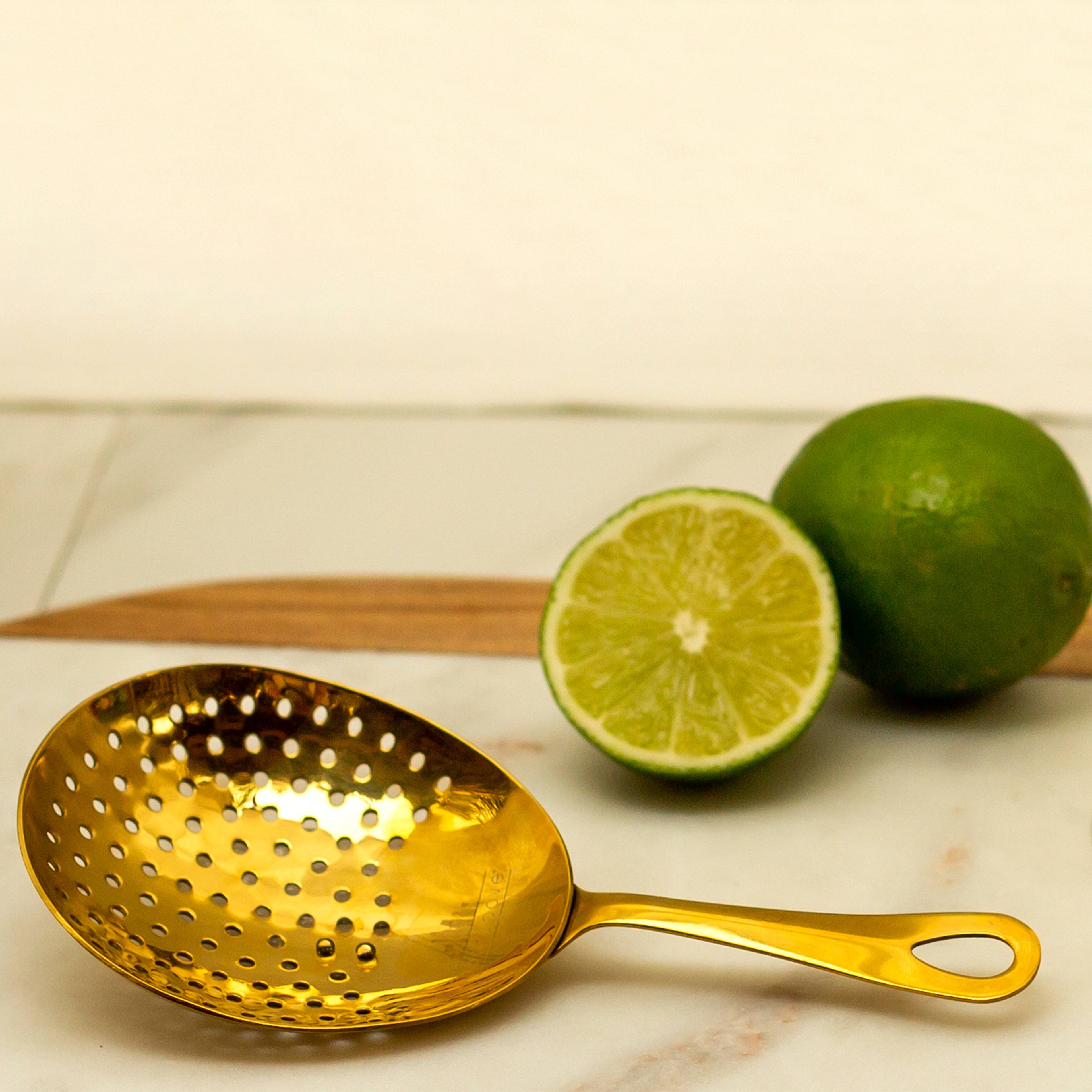 A Bar Above - Wholesale Bar Tool - Julep Strainer, Gold Cocktail Jigger1