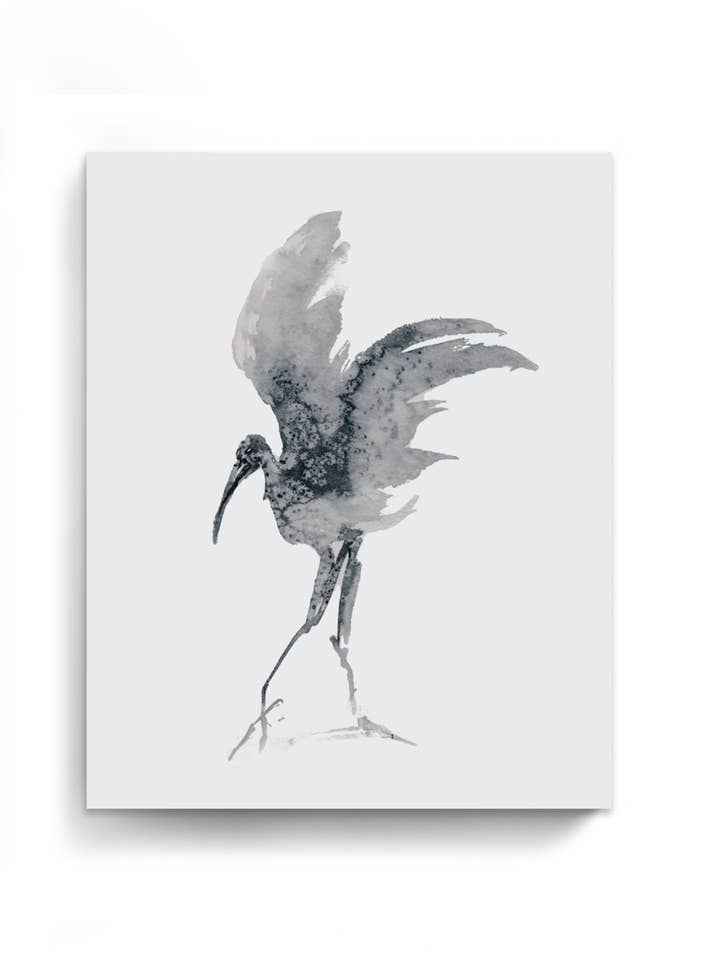 Stampe d'Arte Murale di Animali Carta Acquerello Sciolto & Tela | Cicogna 3 per la vendita all'ingrosso da parte di Marta Spendowska