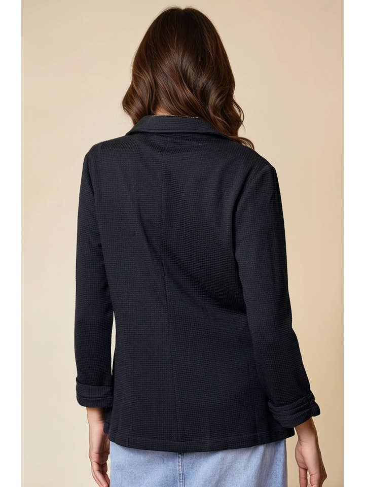 Doe and Rae - Wholesale Blazer - Women's - Shirred Sleeve Textured Blazer - 10150J18
