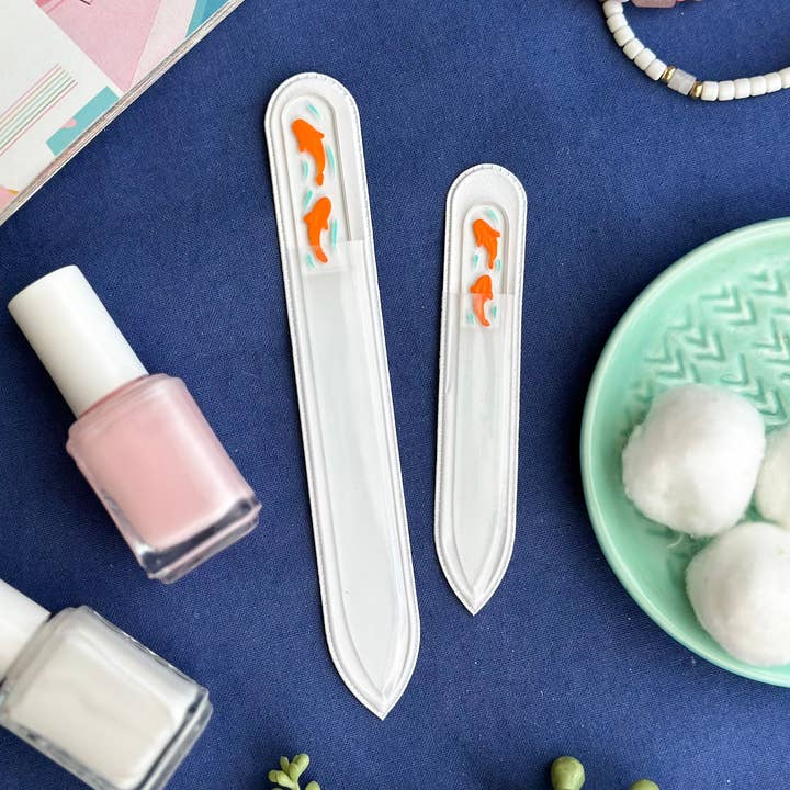 Hand Painted Glass Nail File - Goldfish for wholesale by Blue Lemon Art