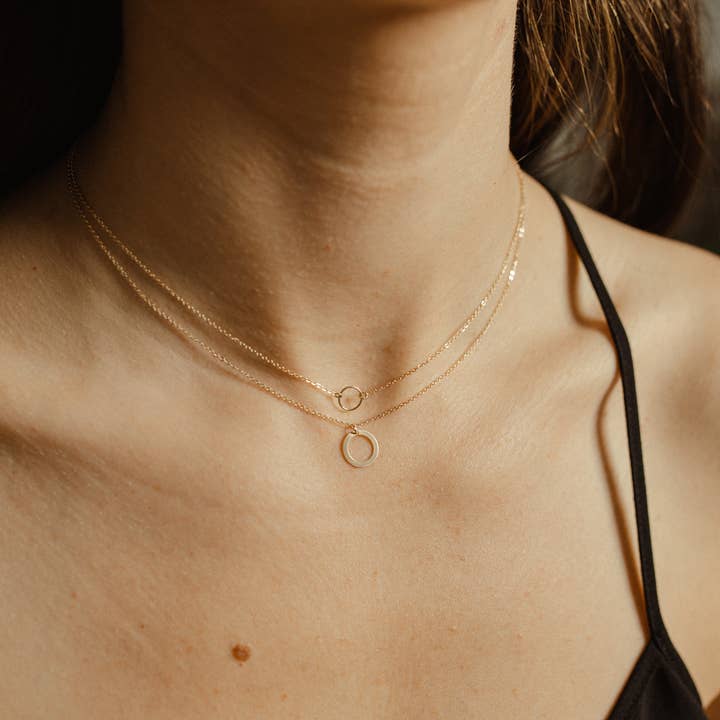 Ofina Jewelry - Wholesale Pendant/Charm Necklace - 14k Solid Gold Tiny Circle Necklace2