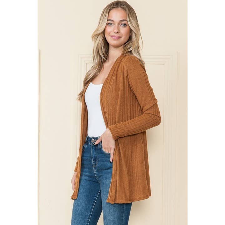 CARDIGAN CÔTELÉ IRRÉGULIER UNI AVEC POCHES LATÉRALES pour la vente par Reborn J