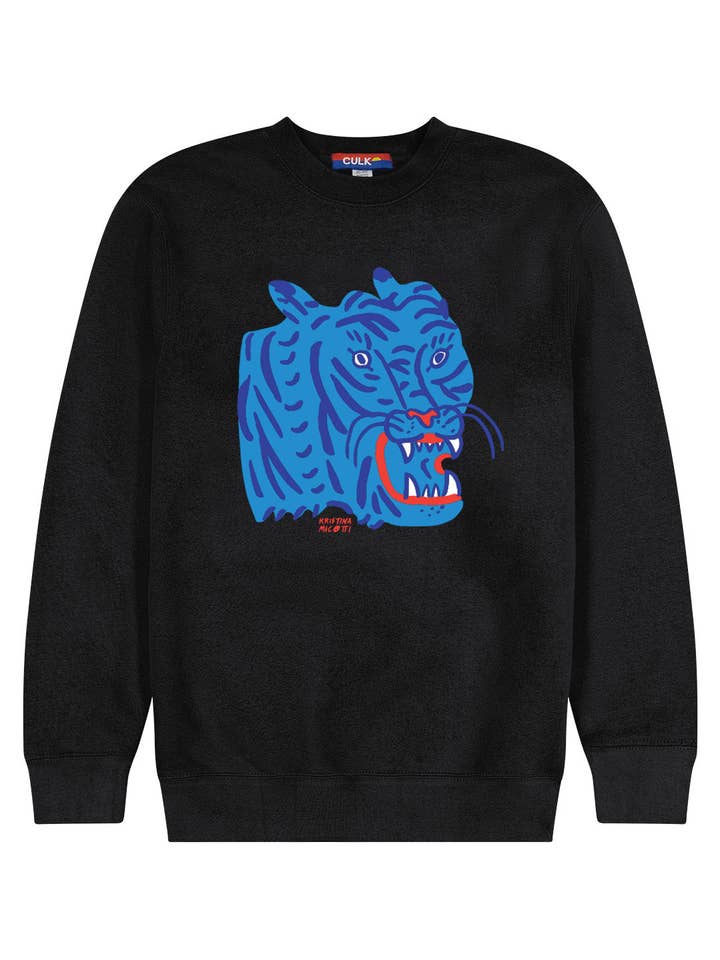 Camisola Azul Tiger Gola Redonda Preto por atacado de Culk
