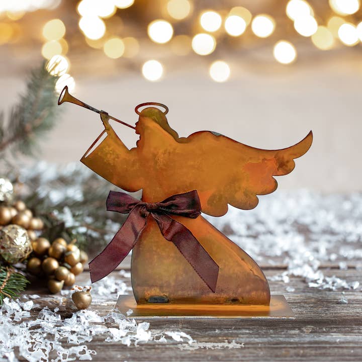 Prairie Dance - Vente Décoration de Noël - Ange de Noël, figurine d'ange en métal rustique, silhouette