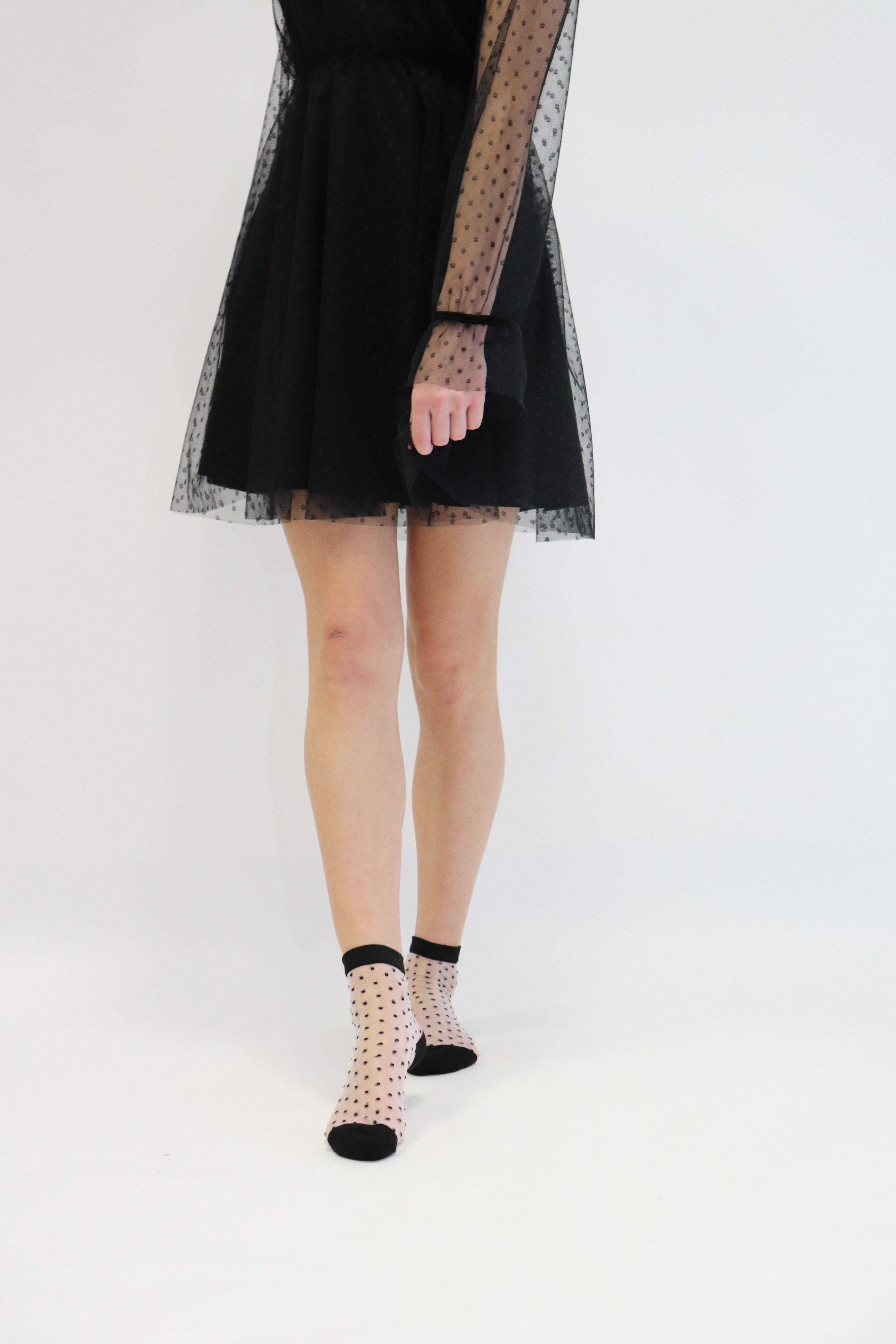 Yuko B - Venta al por mayor Calcetines - Mujer - Be Plumetis Noir - Calcetines de velo ultraresistentes3