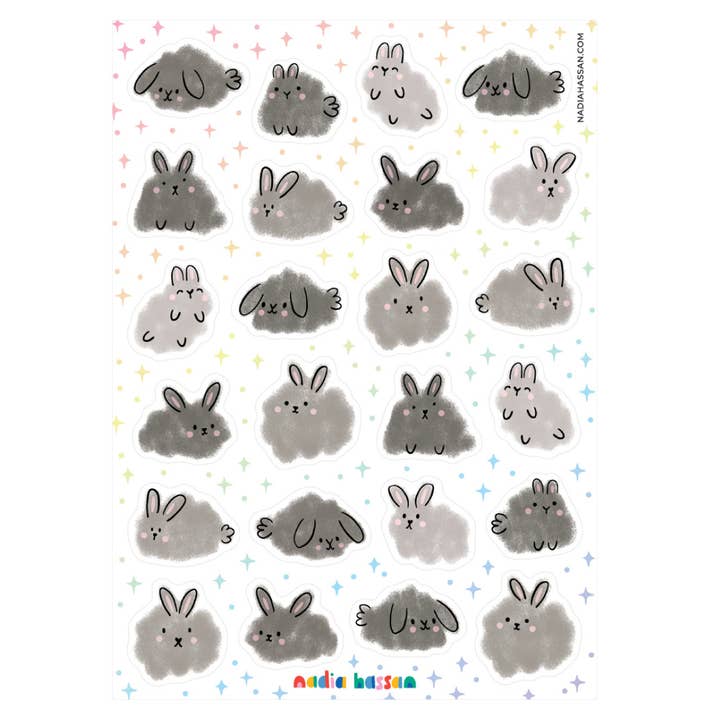 Dust Bunnies 5x7 Sticker Sheet for wholesale by Nadia Hassan