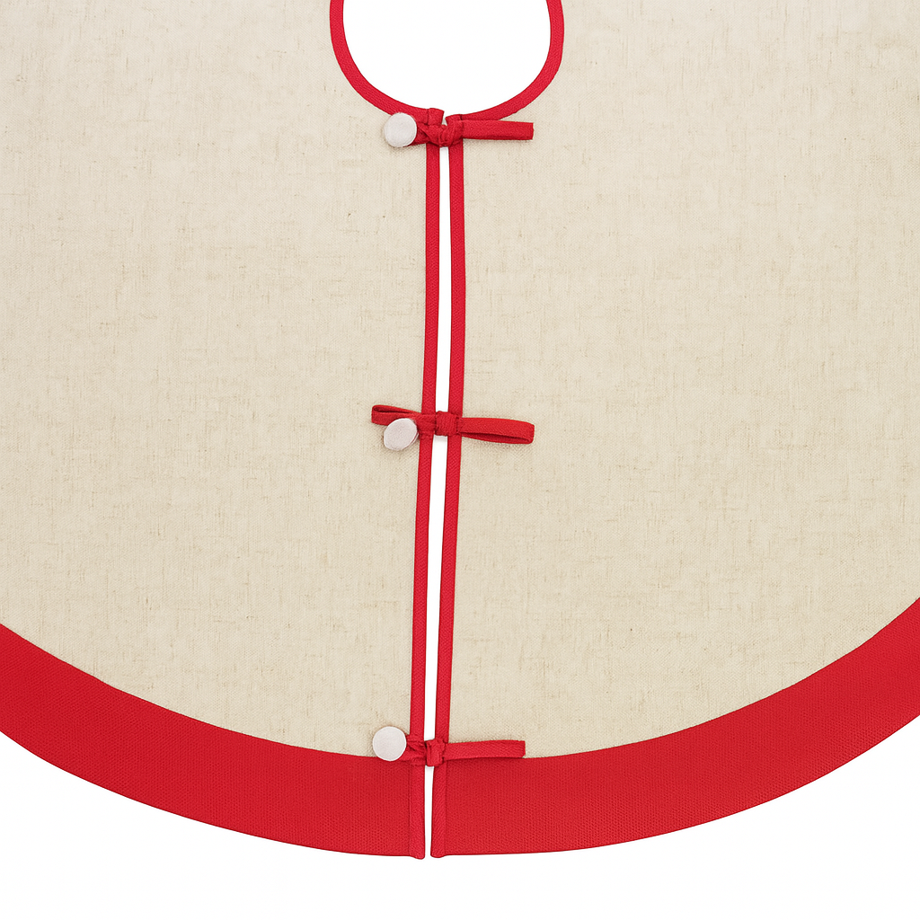 Fennco Styles - Wholesale Kerstboomrok - Rode natuurlijke geborduurde Holly 53" ronde kerstboomrok4